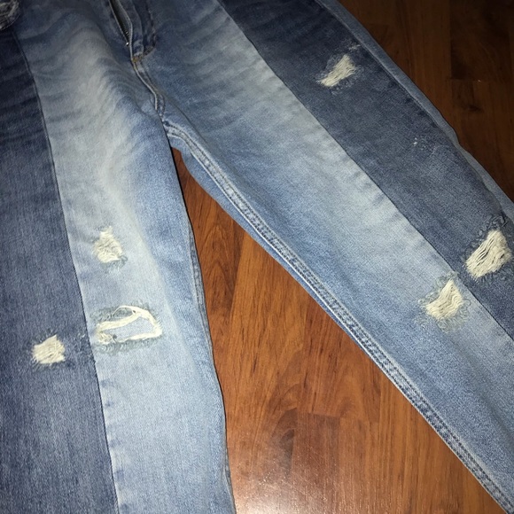 NWT FREE PEOPLE contrast patchwork boyfriend jeans - Picture 4 of 6